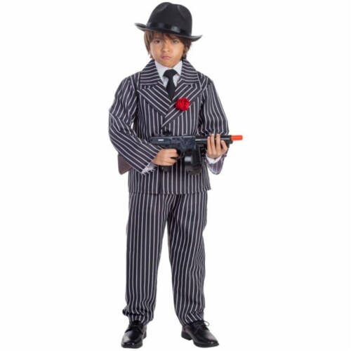 Dress Up America  Pinstriped Gangster Boys Costume- T4 Perspective: front