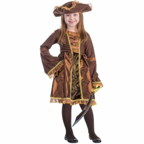 Dress Up America Pirate Girls Costume, Medium - Age 8 To 10 Costume Perspective: front