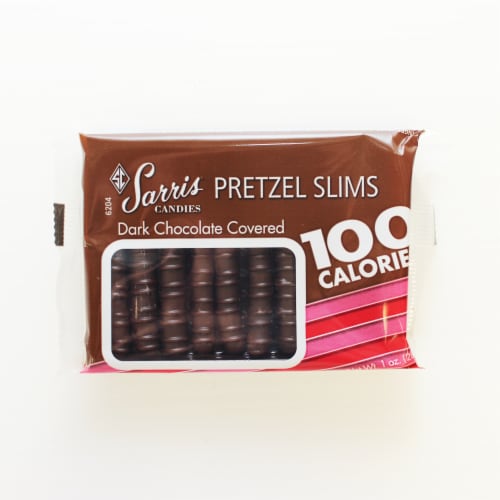 Sarris Dark Chocolate Pretzel Slims Perspective: front