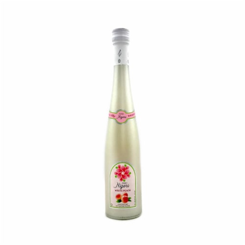 Yuki Nigori Unfiltered White Peach Sake Perspective: front
