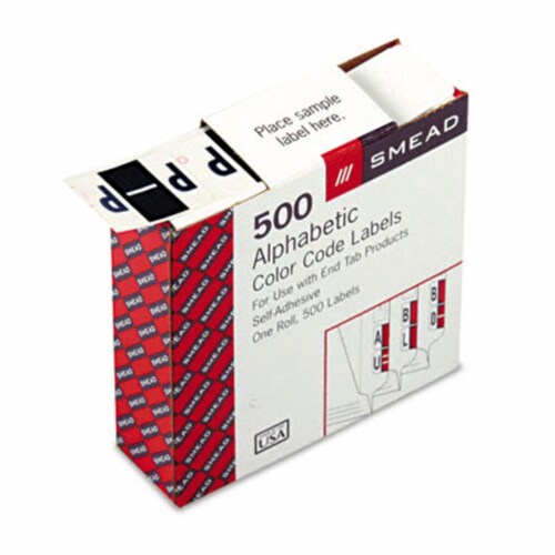 A-Z Color-Coded End Tab Filing Labels, I, 1 x 1.25, White, 500/Roll