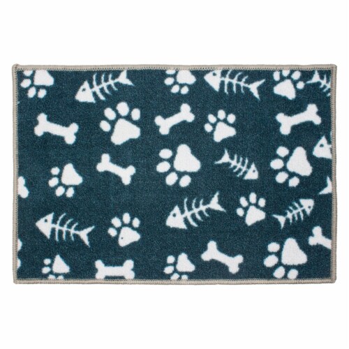 Pet Mat with Non-Slip Backing, Dog Food Bowl Mat, Four Decorative