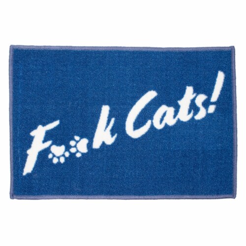 Pet Bowl Mat for Dog Owners, Funny Decorative Design F-Cats, Blue, 16x24 1 Mat Perspective: front