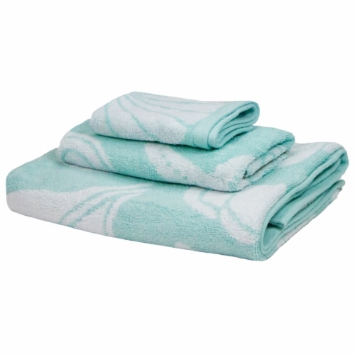 Coastal Three Piece Bath Towel Set, Washcloth, Hand Towel & Bath