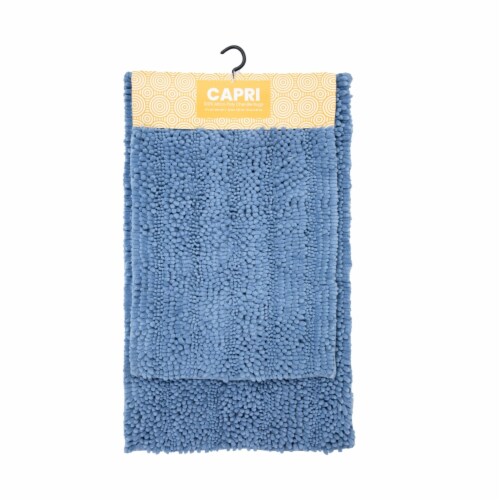 Capri 2-Piece Bathroom Chenille Rug Set, Color Options, 17x23 & 20x30, MicroPoly Blue Perspective: front