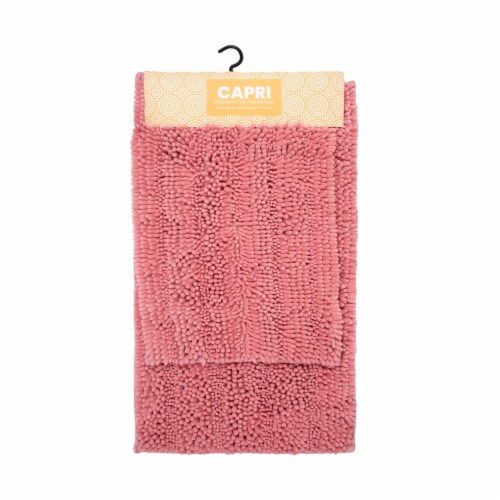 Capri 2-Piece Bathroom Chenille Rug Set, Color Options, 17x23 & 20x30, MicroPoly Rose Perspective: front