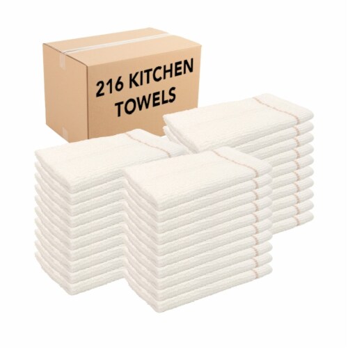 36 PC New Cotton Blend White Restaurant Bar Mops Kitchen Towels (3 Dozen)  (36, Gold Stripe)