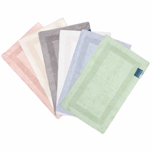 Provence Bathroom Rugs, Size & Bright Color Options, Premium Cotton Grey 20x60 Perspective: front