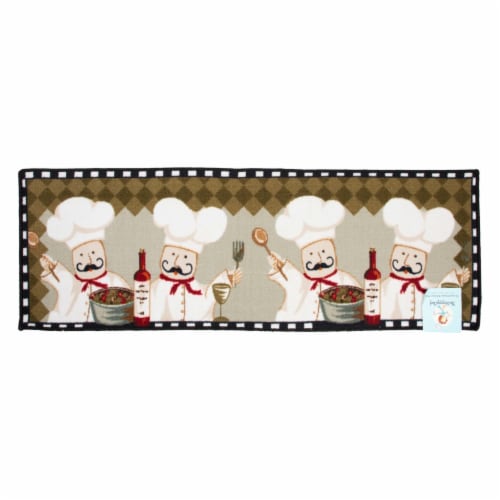 Sloppy Chef Printed Kitchen Area Rug, 20x60, Non-Skid Latex Backing, Design Options Chef Perspective: front