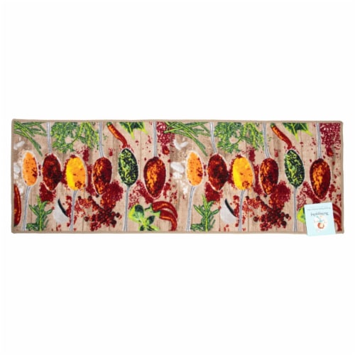 Sloppy Chef Printed Kitchen Area Rug, 20x60, Non-Skid Latex Backing, Design Options Spices Perspective: front