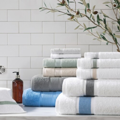 Aston and Arden Aegean Eco-Friendly Recycled Cotton Turkish Towels, Flat Woven Dobby, Perspective: front
