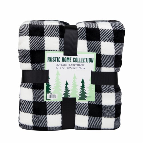 Black and white buffalo plaid throw online