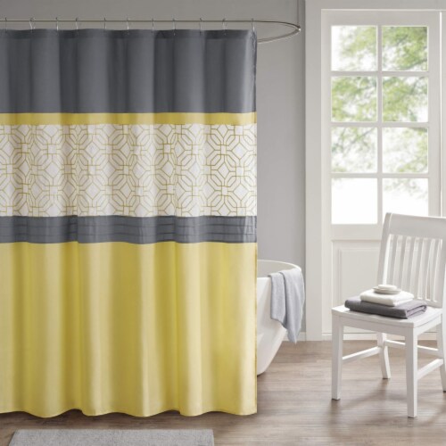 Yellow and gray shower curtain discount