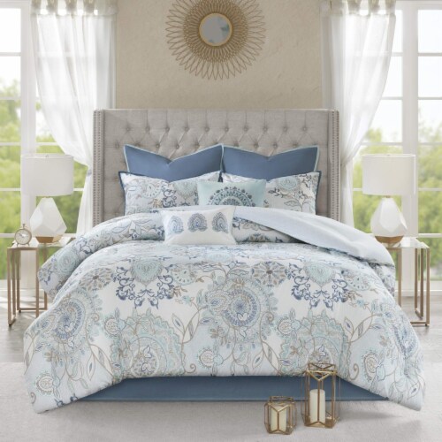 Madison Park Isla 8 Piece Cotton Printed Reversible Comforter Set