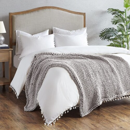 Madison Park Handmade Chunky Double Knit Throw Grey 50 W x 60 L, 1 unit