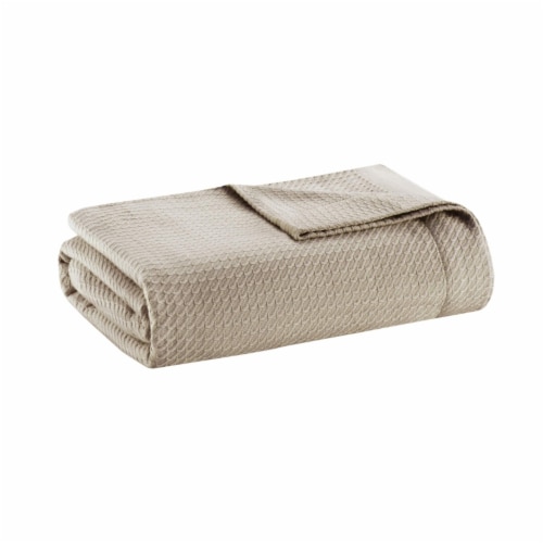 Madison Park 100% Certified Egyptian Cotton Blanket Khaki Full/Queen Perspective: front