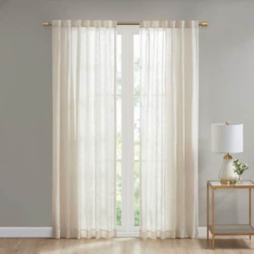 Bed Bath & Beyond Deandra Striped Sheer 63-Inch Window Curtain Panel- Natural Perspective: front