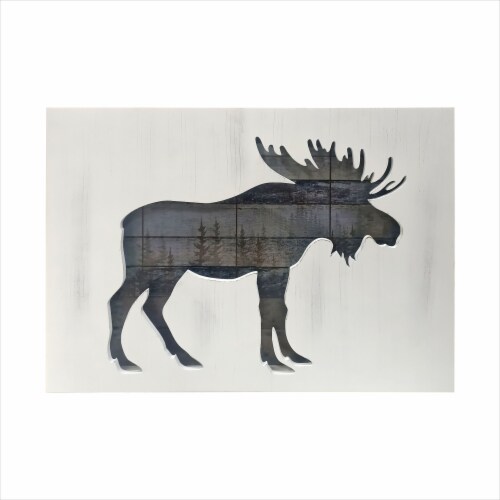 JLA Home Rustic Wood Cut Out Moose Wall Art Perspective: front