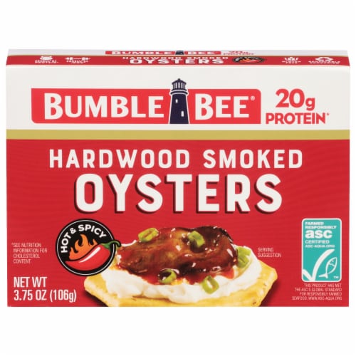 Bumble Bee® Hot & Spicy Smoked Shucked Oysters Perspective: front