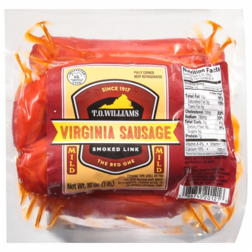 T. O. Williams Virginia Smoked Link Sausage Perspective: front