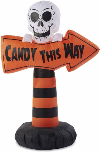 Gemmy Airblown Candy This Way Inflatable Sign - Black/Orange Perspective: front