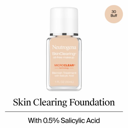 Neutrogena Skin Clearing Liquid Foundation Oil-Free Acne Fighting with .5% Salicylic Acid 30 Buff Perspective: front