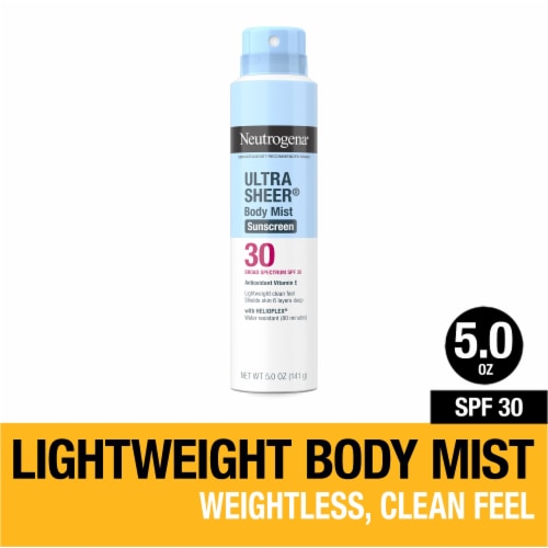Neutrogena Ultra Sheer Body Mist Sunscreen Spray Broad Spectrum SPF 30 Perspective: front