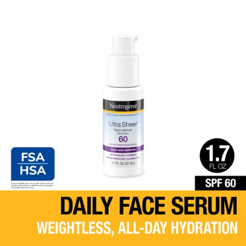 Neutrogena® Ultra Sheer® Moisturizing Face Serum Sunscreen SPF 60+ Perspective: front