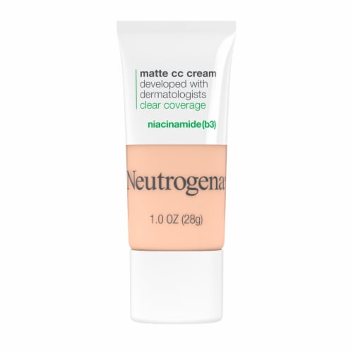 Neutrogena Clear Coverage Flawless Matte CC Cream with Niacinamide, Oil Free & Fragrance Free, Shell Perspective: front