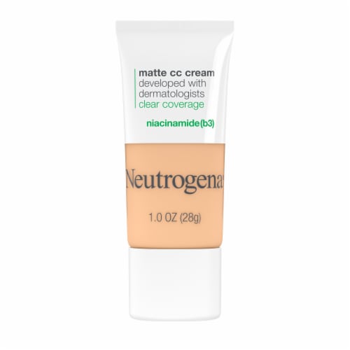 Neutrogena Clear Coverage Flawless Matte CC Cream, Full-Coverage Color Correcting Porcelain Perspective: front