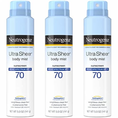 Neutrogena Ultra Sheer Body Mist Sunscreen Spray Broad Spectrum  SPF70,UVA/UVB 5 oz(Pack of3), 1 - Kroger