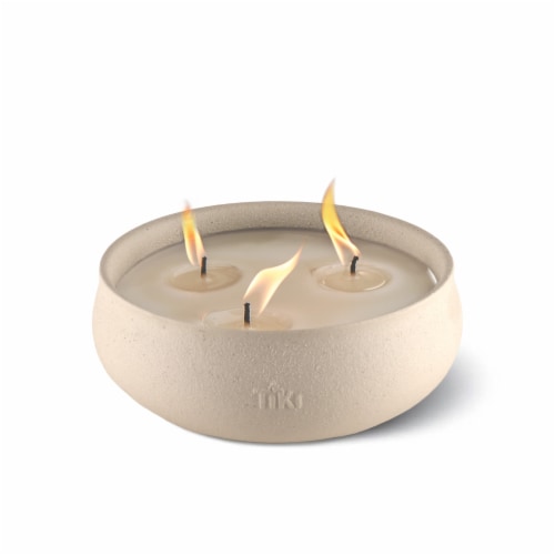 TIKI® 7in Concrete Citronella Candle Bowl White Perspective: front