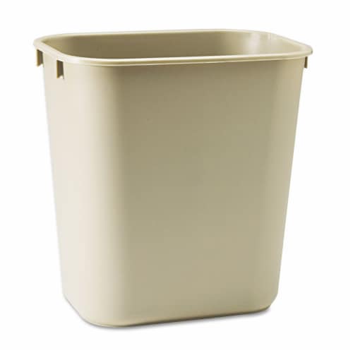 Rubbermaid Soft Molded Plastic Wastebasket Plastic Rectangular 3.5gal Beige Perspective: front