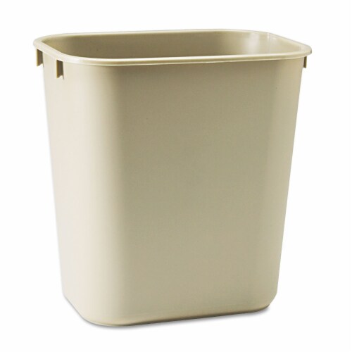 Rubbermaid Soft Molded Plastic Wastebasket Plastic Rectangular 3.5gal Beige Perspective: front