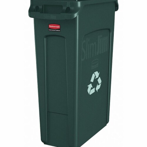 Rubbermaid Slim Jim Recycling Container with Venting Channels  Plastic  23 Gallons Perspective: front