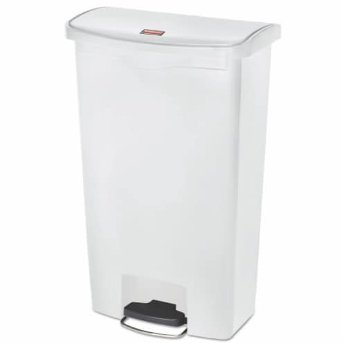 Rubbermaid Commercial Trash Can,Rectangular,18 gal.,White 1883559 Perspective: front