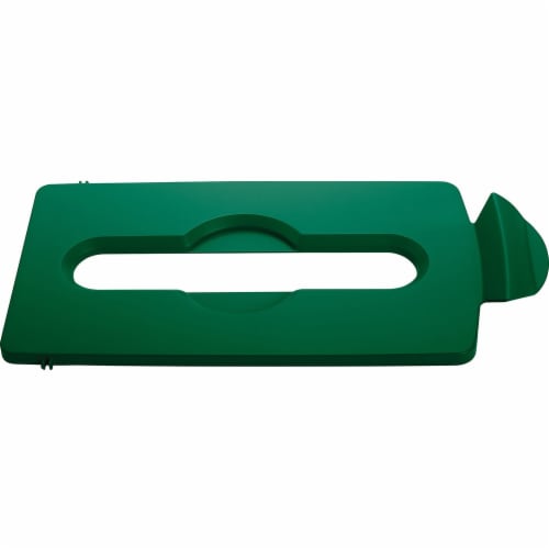 Rubbermaid Commercial Slim Jim Lid Green Paper Slot - Green - Plastic - 1 Each Perspective: front