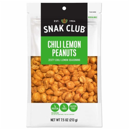 Century Snacks Snak Club Chili Lemon Peanuts, 7.5 Ounce -- 6 per case. Perspective: front
