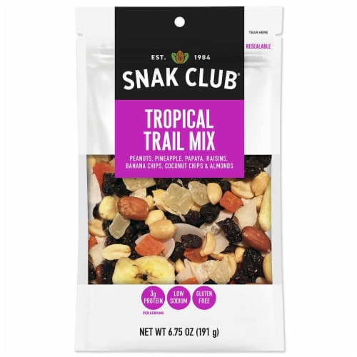 Snak Club Tropical Trail Mix, Gluten Free, Non-GMO, 6.75-Ounces, 6-Pack Perspective: front