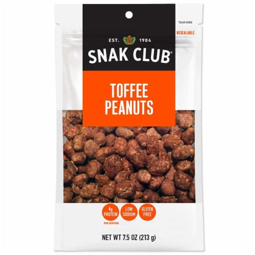 Century Snacks Snak Club Premium Pack Toffee Peanuts, 7.5 Ounce -- 6 per case. Perspective: front