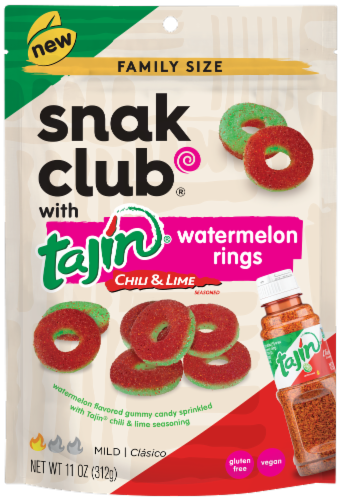 SnakClub® Tajin® Chili & Lime Watermelon Rings Perspective: front