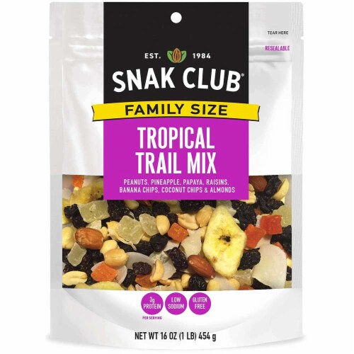 Century Snacks Snak Club Family Size Tropical Mix, 16 Ounce -- 6 per case. Perspective: front