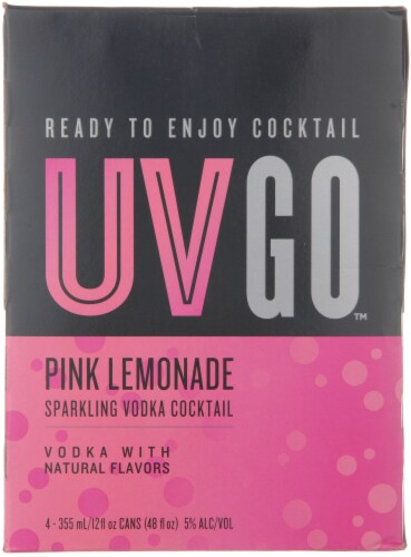 UV Vodka Go Pink Lemonade Sparkling Vodka Cocktail Perspective: front