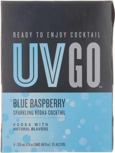 UV Vodka Go Blue Raspberry Sparkling Vodka Cocktail Perspective: front