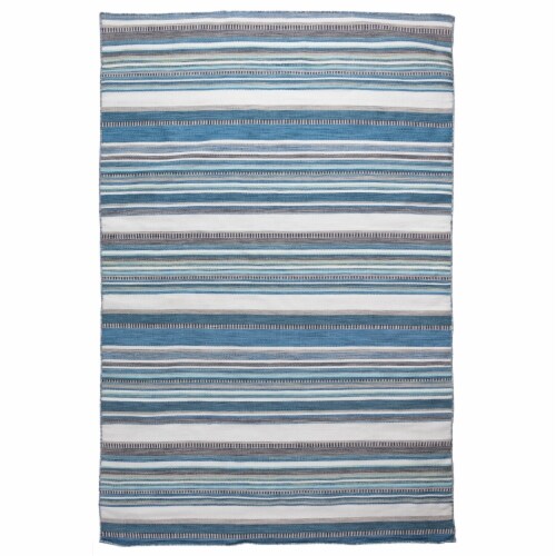 Liora Manne Sonoma Malibu Stripe Indoor Outdoor Area Rug Seascape 7'6 x 9'6 Perspective: front