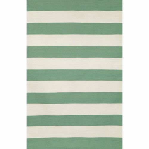 Liora Manne Sorrento Rugby Stripe Indoor Outdoor Area Rug Aqua 8'3  x 11'6 Perspective: front