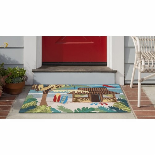 Liora Manne Frontporch Tiki Hut Indoor Outdoor Area Rug Multi 1'8  x 2'6 Perspective: front