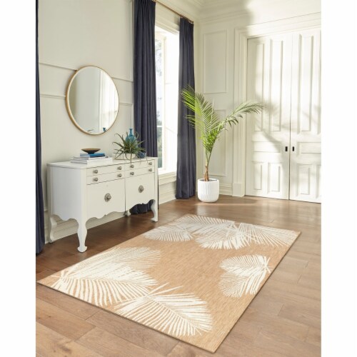 Liora Manne Carmel Palm Indoor Outdoor Area Rug Sand 4'10  x 7'6 Perspective: front