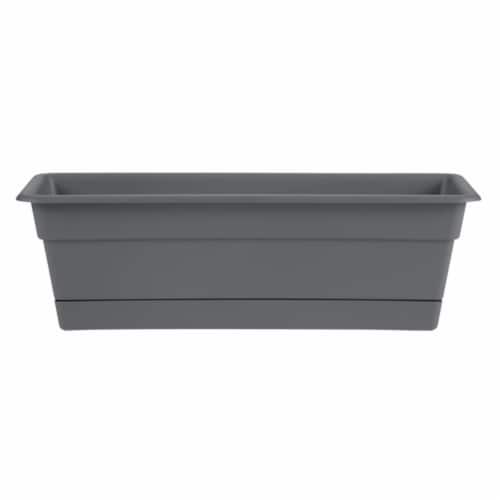 Bloem DCBT30-908 30 in. Dura Cotta Window Box Planter with Tray, Charcoal Perspective: front