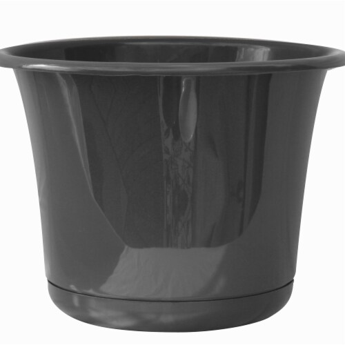 Bloem EP06908 6 in. Expressions Planter with Saucer, Charcoal Perspective: front